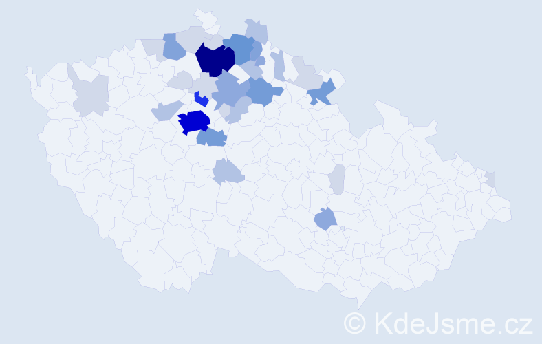 Příjmení: 'Pajkrt', počet výskytů 101 v celé ČR