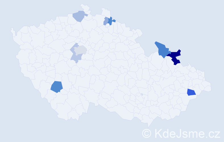 Příjmení: 'Tesárová', počet výskytů 17 v celé ČR