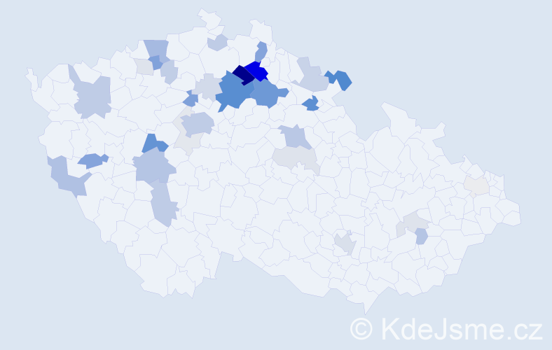 Příjmení: 'Valkoun', počet výskytů 117 v celé ČR