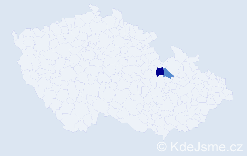 Příjmení: 'Haislarová', počet výskytů 5 v celé ČR