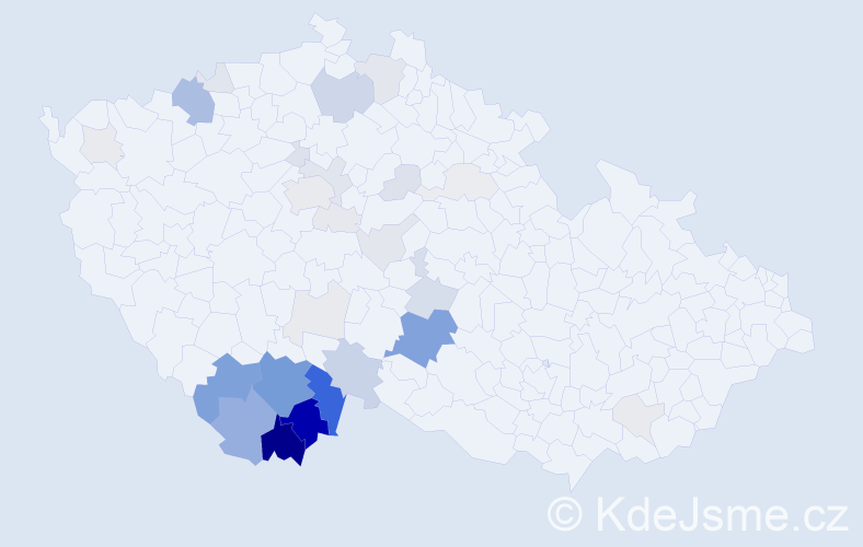 Příjmení: 'Čutka', počet výskytů 134 v celé ČR
