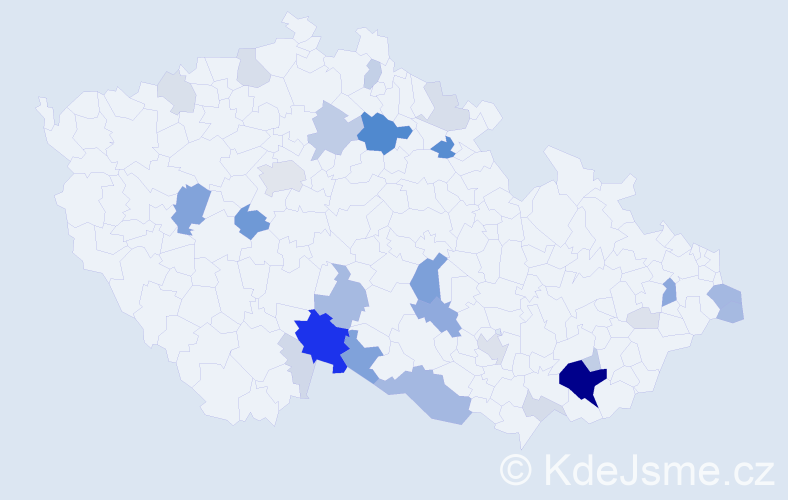 Příjmení: 'Tomášů', počet výskytů 169 v celé ČR