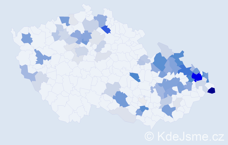 Příjmení: 'Hajduková', počet výskytů 253 v celé ČR