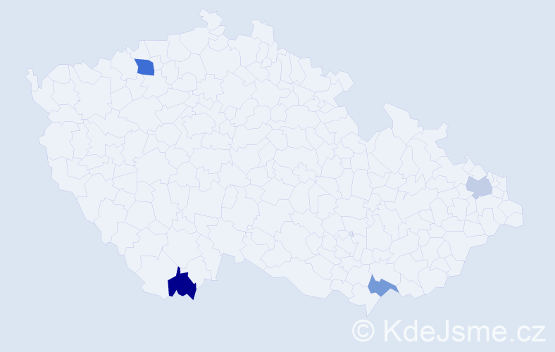 Příjmení: 'Pénerová', počet výskytů 5 v celé ČR