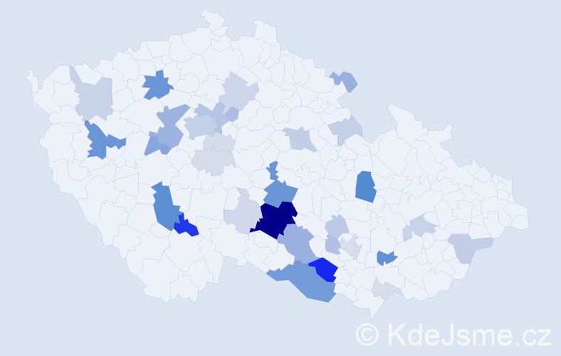 Příjmení: 'Křišťál', počet výskytů 133 v celé ČR