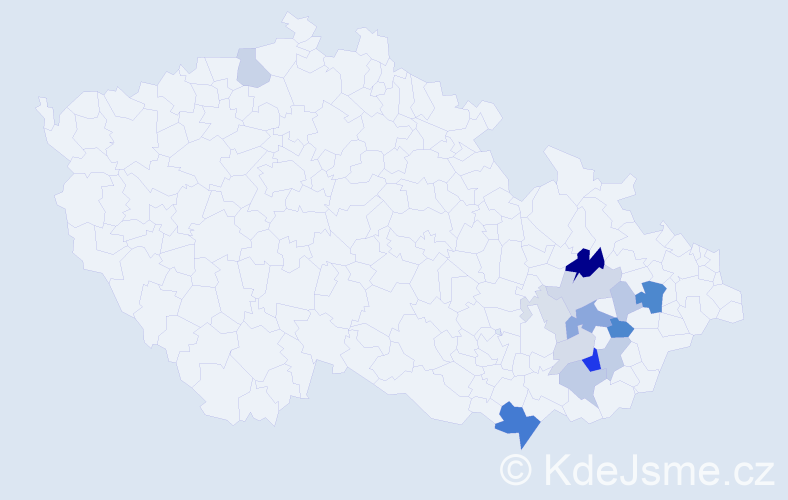 Příjmení: 'Perútka', počet výskytů 43 v celé ČR