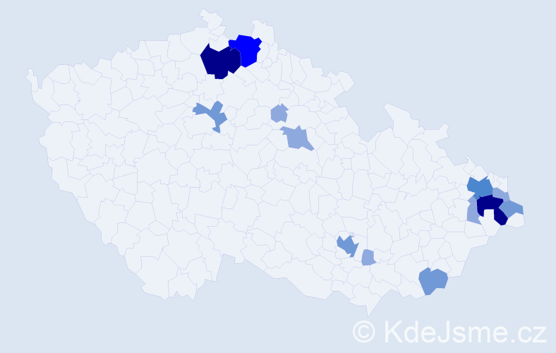 Příjmení: 'Rabatin', počet výskytů 34 v celé ČR