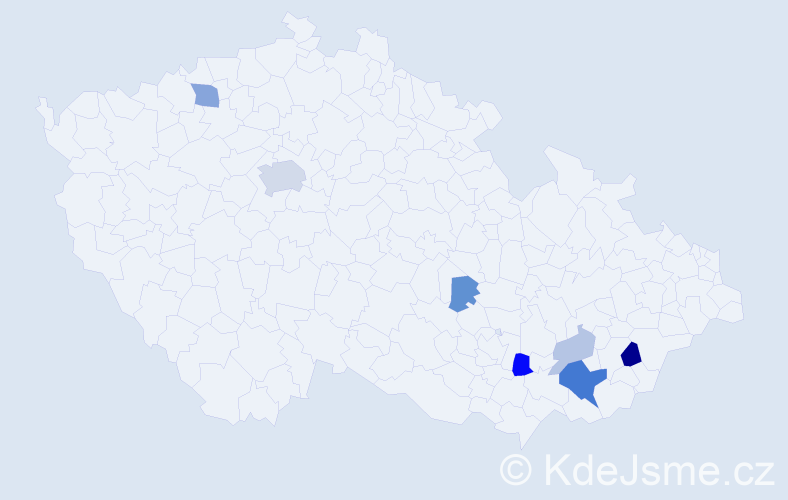 Příjmení: 'Kojetínská', počet výskytů 18 v celé ČR