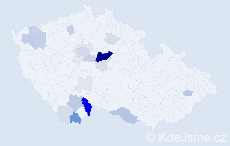 Příjmení: 'Čábela', počet výskytů 86 v celé ČR