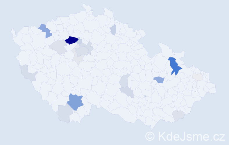 Příjmení: 'Bakalářová', počet výskytů 70 v celé ČR