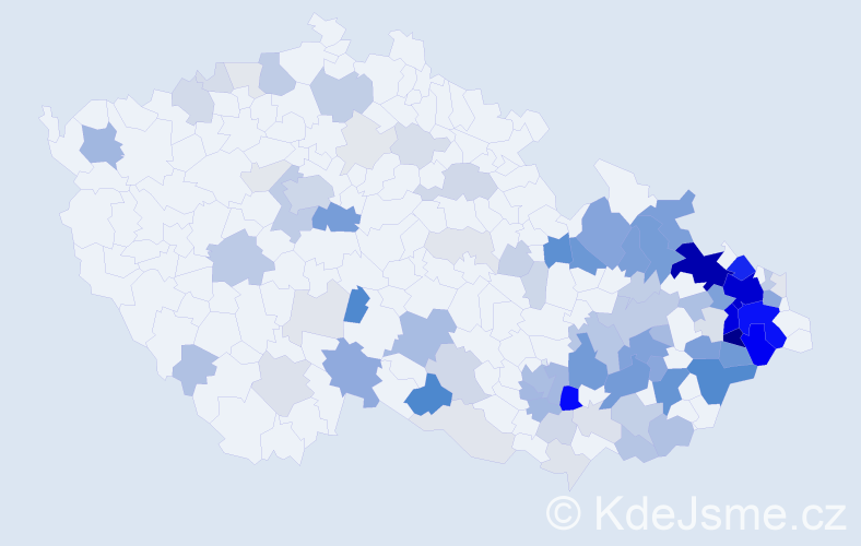 Příjmení: 'Klímek', počet výskytů 416 v celé ČR
