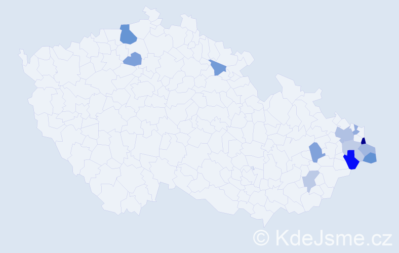 Příjmení: 'Časnocha', počet výskytů 20 v celé ČR