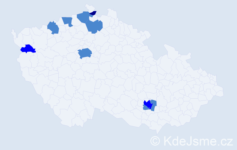 Příjmení: 'Fritzsche', počet výskytů 13 v celé ČR