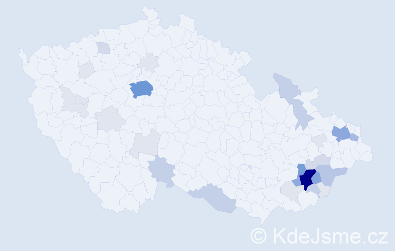 Příjmení: 'Vrlová', počet výskytů 116 v celé ČR