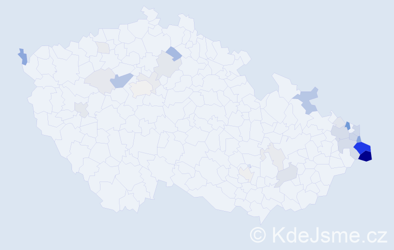 Příjmení: 'Kubik', počet výskytů 115 v celé ČR