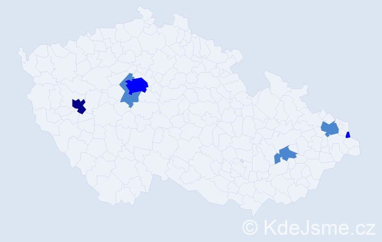 Příjmení: 'Čolláková', počet výskytů 10 v celé ČR