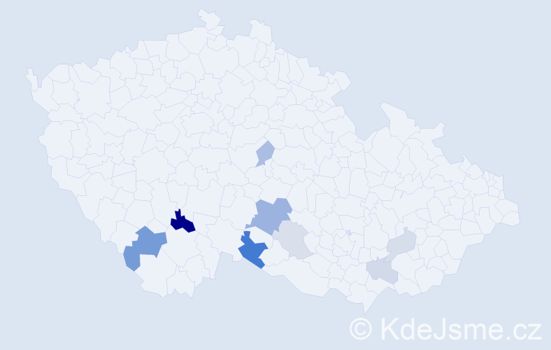 Příjmení: 'Pitzmos', počet výskytů 18 v celé ČR