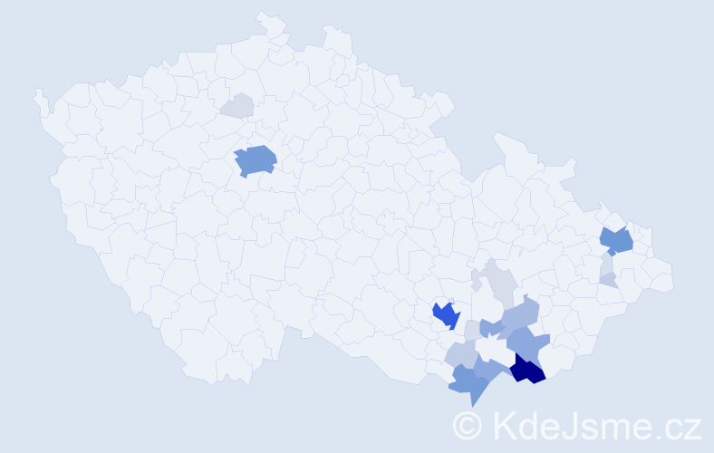Příjmení: 'Pavliňák', počet výskytů 74 v celé ČR