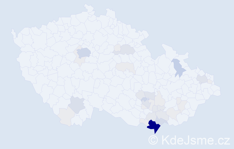 Příjmení: 'Darmovzal', počet výskytů 150 v celé ČR
