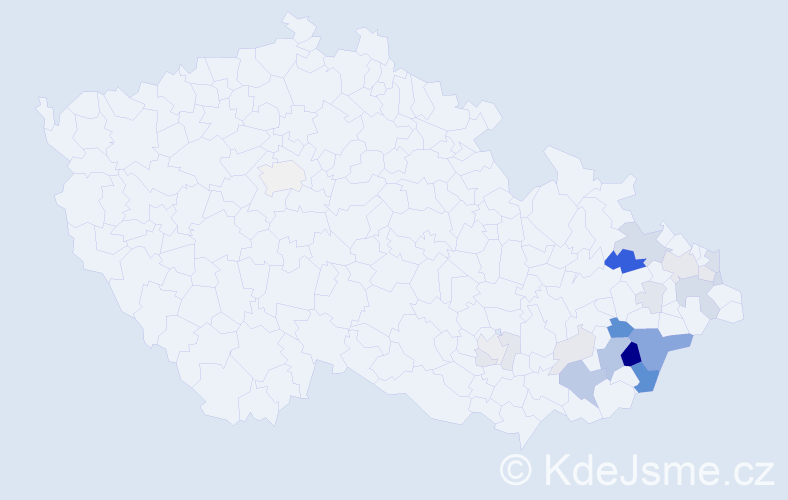 Příjmení: 'Dubčáková', počet výskytů 65 v celé ČR