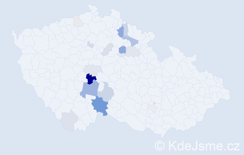 Příjmení: 'Kytler', počet výskytů 43 v celé ČR