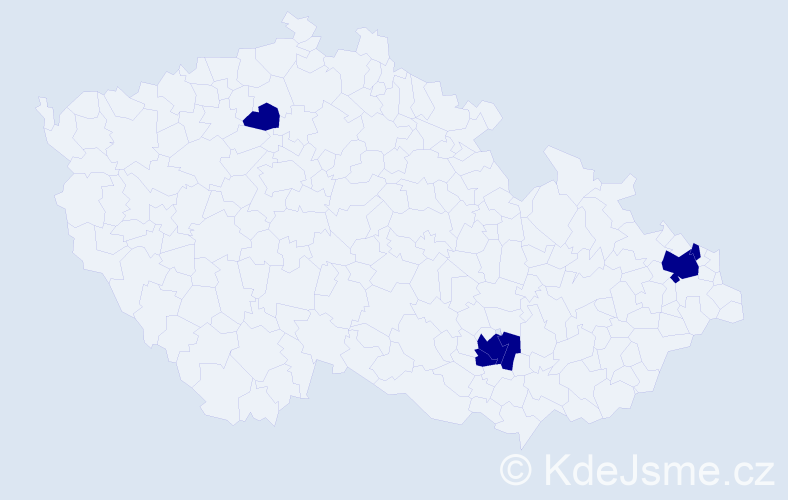 Příjmení: 'Bulas', počet výskytů 5 v celé ČR