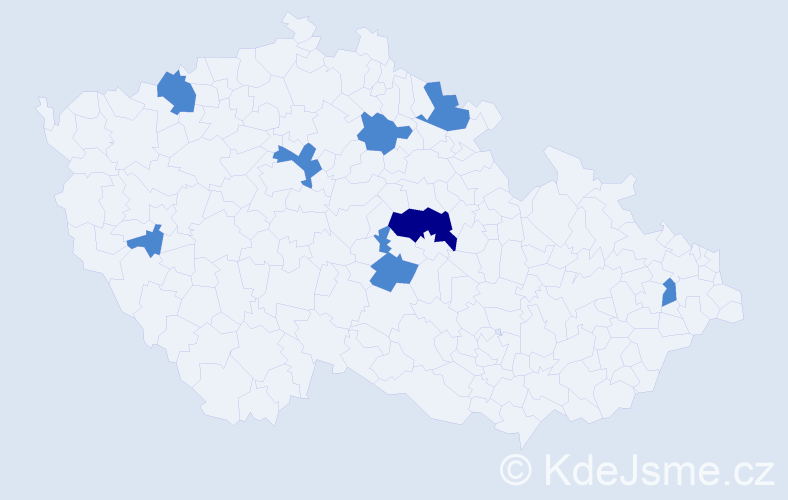 Příjmení: 'Hozlárová', počet výskytů 10 v celé ČR