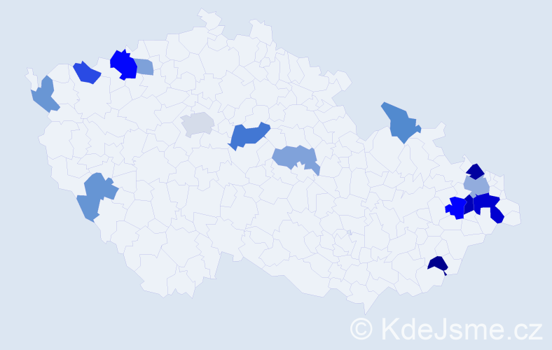 Příjmení: 'Modrovičová', počet výskytů 26 v celé ČR