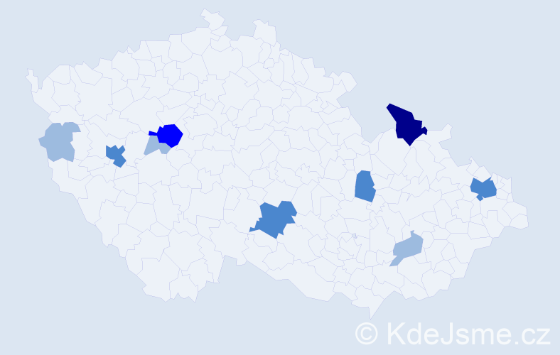 Příjmení: 'Turická', počet výskytů 18 v celé ČR