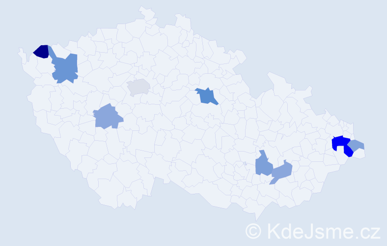 Příjmení: 'Ivančáková', počet výskytů 17 v celé ČR
