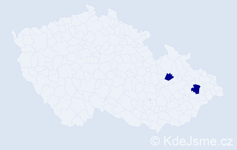 Příjmení: 'Csepcsár', počet výskytů 2 v celé ČR