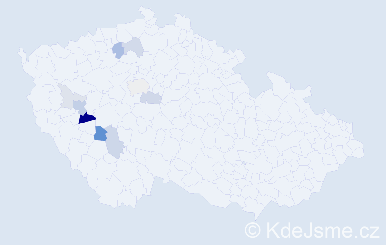 Příjmení: 'Pracna', počet výskytů 27 v celé ČR