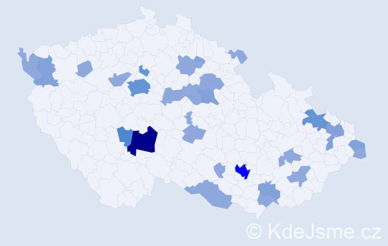 Příjmení: 'Kolláriková', počet výskytů 60 v celé ČR