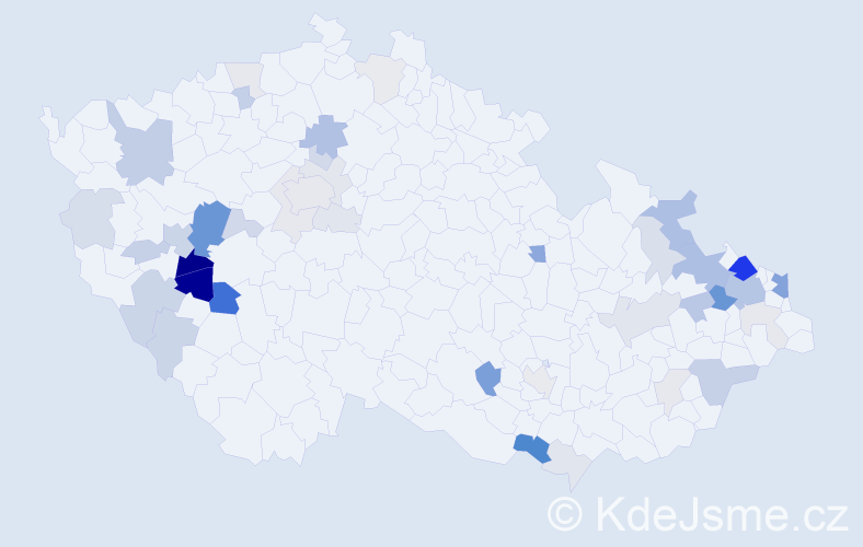 Příjmení: 'Darda', počet výskytů 129 v celé ČR