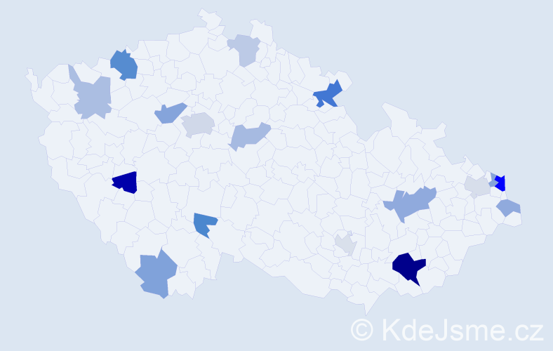 Příjmení: 'Kovaľová', počet výskytů 36 v celé ČR