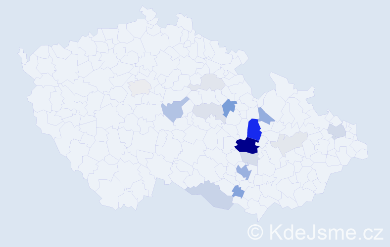 Příjmení: 'Zvejška', počet výskytů 56 v celé ČR