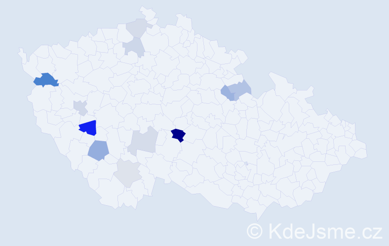Příjmení: 'Košánová', počet výskytů 19 v celé ČR