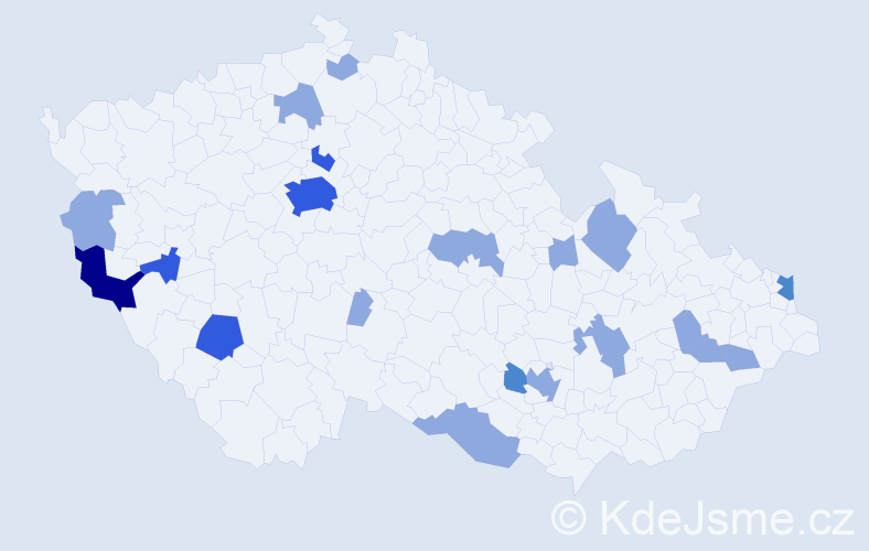 Příjmení: 'Kureková', počet výskytů 34 v celé ČR