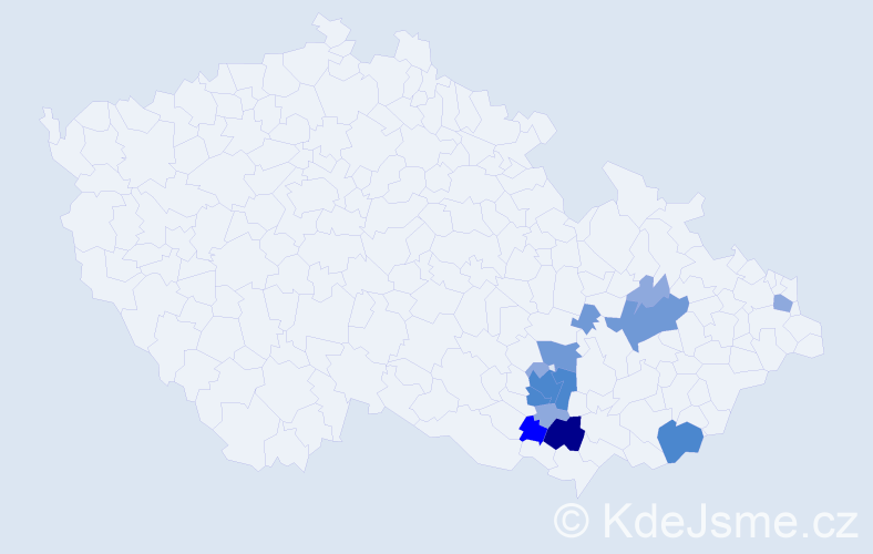 Příjmení: 'Himer', počet výskytů 29 v celé ČR
