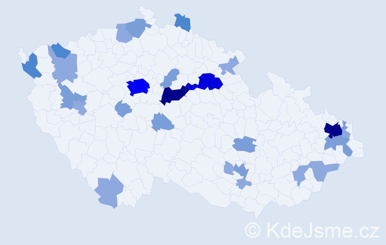 Příjmení: 'Hamar', počet výskytů 64 v celé ČR