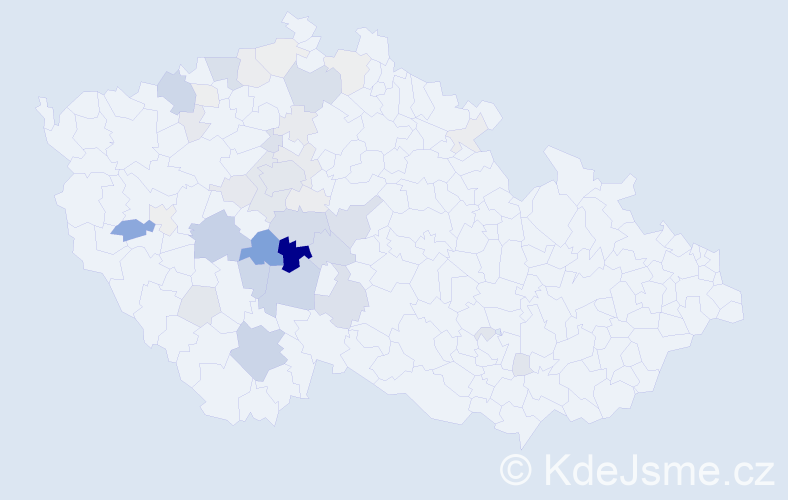 Příjmení: 'Karda', počet výskytů 147 v celé ČR