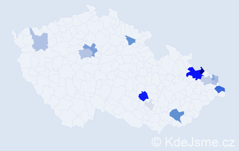 Příjmení: 'Krysta', počet výskytů 34 v celé ČR