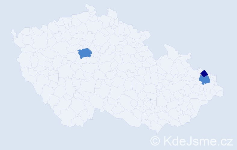 Příjmení: 'Čechačková', počet výskytů 5 v celé ČR