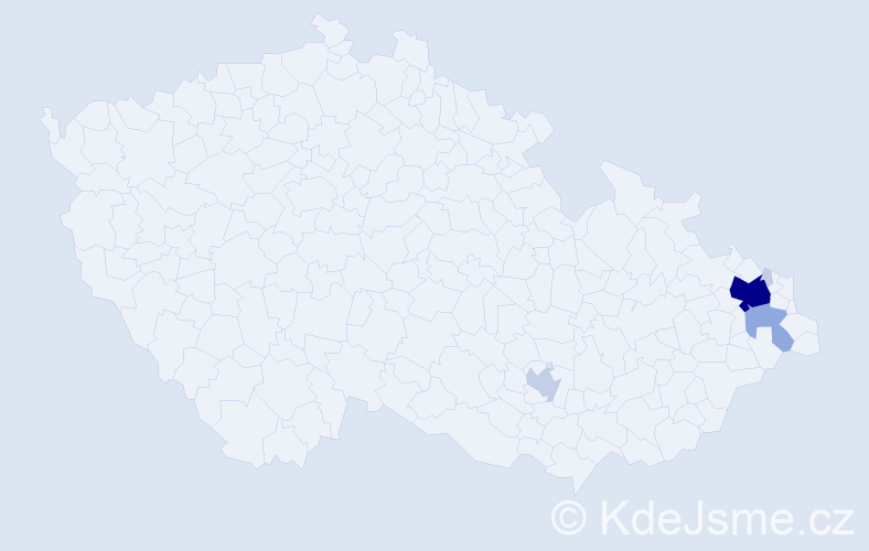 Příjmení: 'Teda', počet výskytů 15 v celé ČR