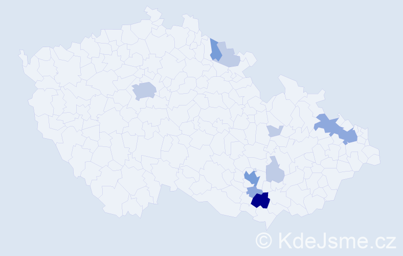 Příjmení: 'Procingerová', počet výskytů 26 v celé ČR