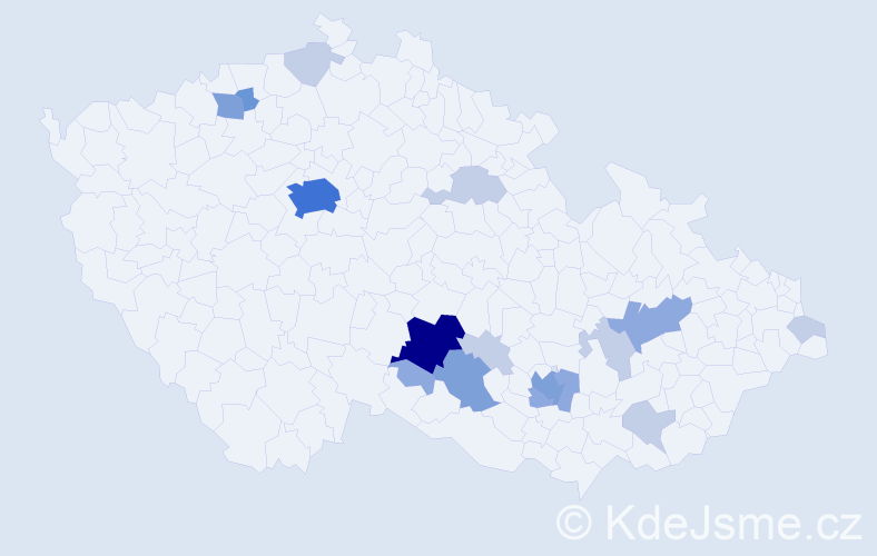Příjmení: 'Hybášková', počet výskytů 42 v celé ČR