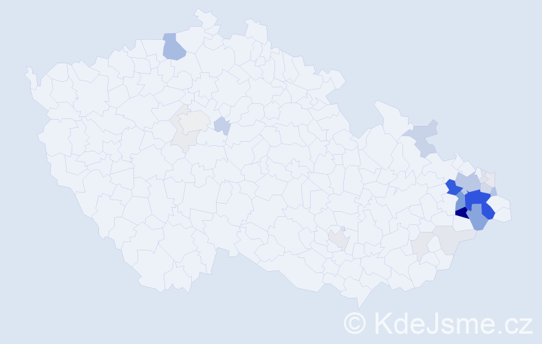 Příjmení: 'Ulčák', počet výskytů 100 v celé ČR