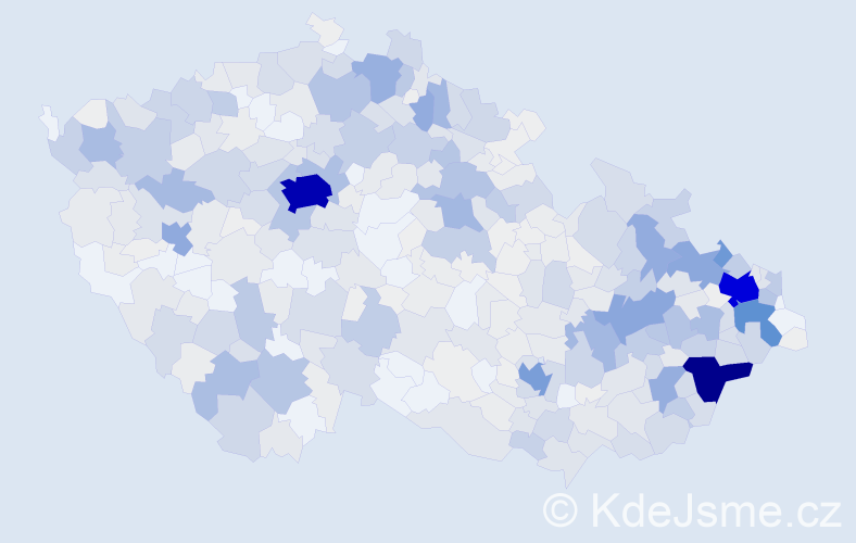 Příjmení: 'Václavík', počet výskytů 2325 v celé ČR