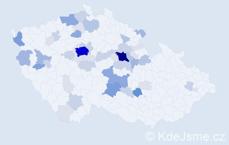 Příjmení: 'Kubizňák', počet výskytů 173 v celé ČR