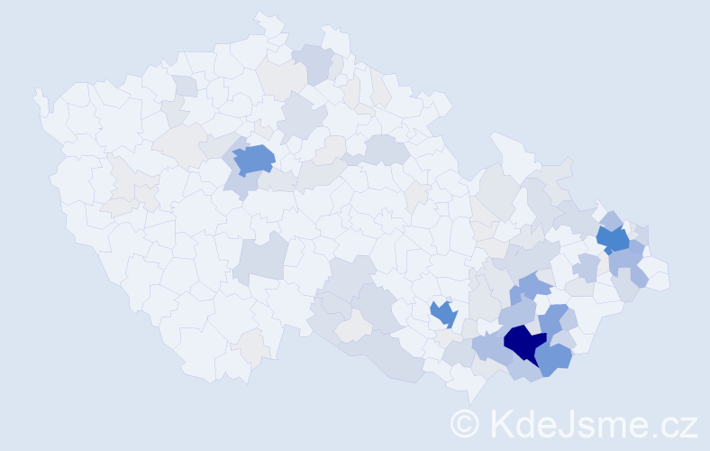 Příjmení: 'Kusáková', počet výskytů 416 v celé ČR